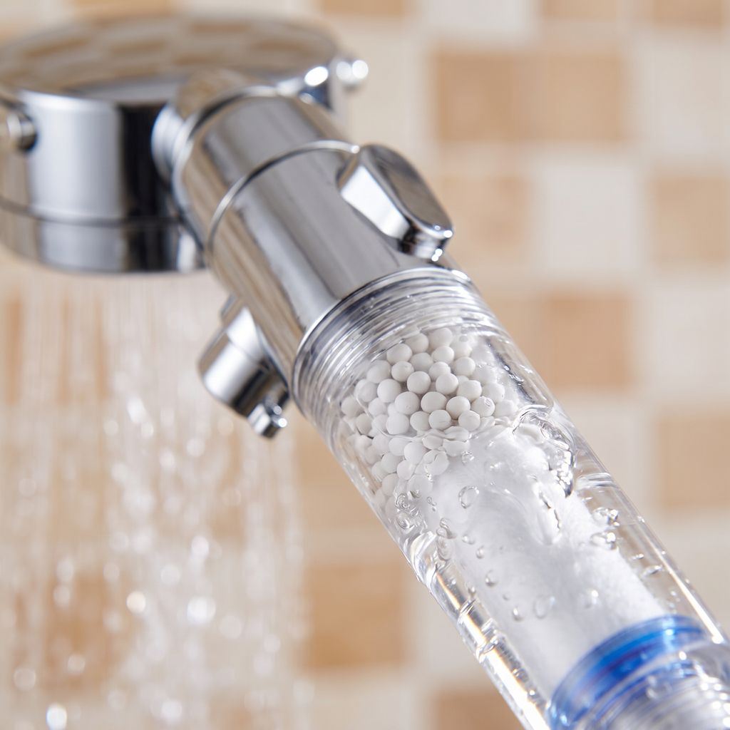 Transparent chamber in the TrioRain handle showing the replaceable filter cartridge